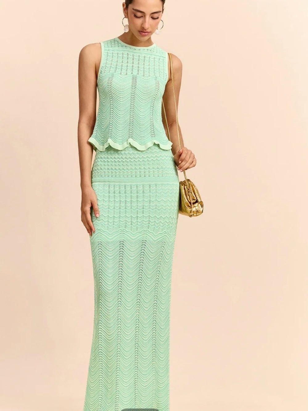 Wave Pattern Knit Maxi Set - Picture 2 of 4